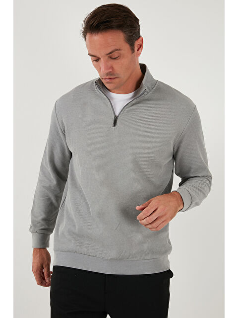 Buratti Pamuklu Regular Fit Yarım Fermuarlı Dik Yaka Erkek Sweat 5905716 - S000286957-20600