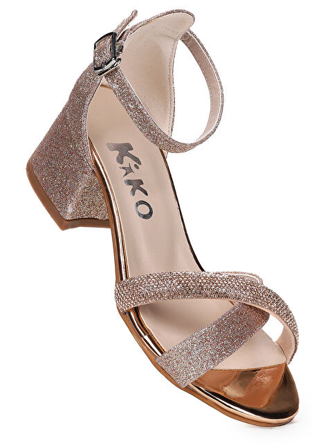 Kiko Kids Tanda Kum Simli Kız Çocuk 4 Cm Topuklu Sandalet Abiye Ayakkabı - S000426318-20015