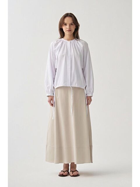 ALLDAY Beyaz-Reglan Kollu Bağlamalı Gömlek