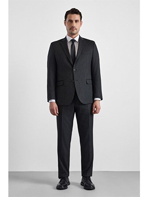 Süvari Siyah Regular Sivri Yaka Yan Cepli 4 Drop Takım Elbise