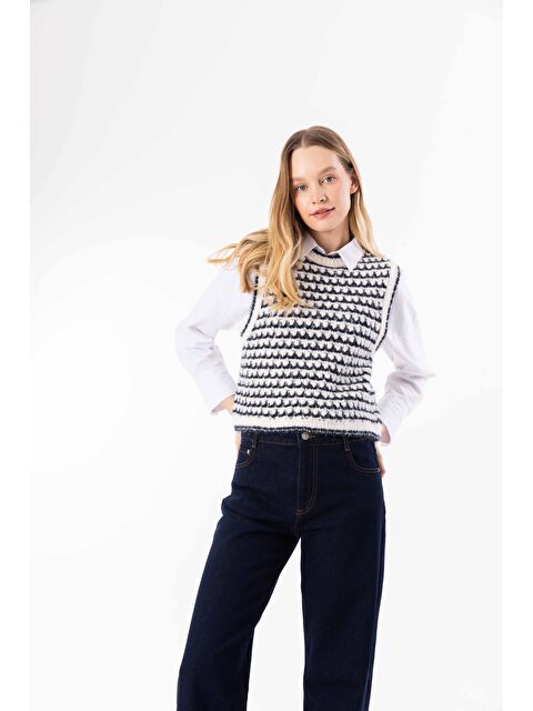 Dexia Arouca - Ajur Desenli Triko Süveter - Lacivert Renk - S000326623-21164