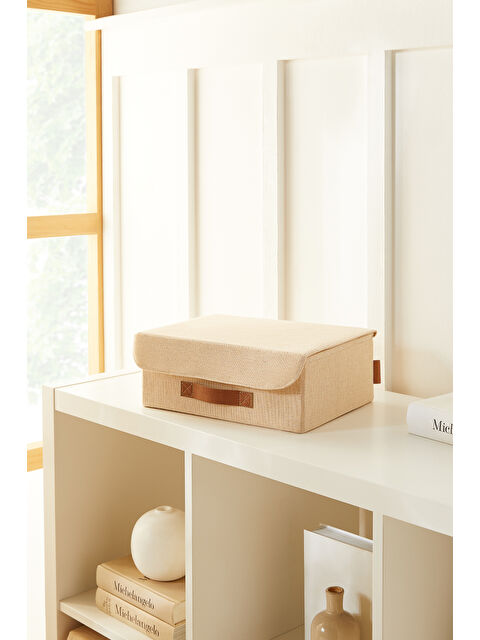 Ocean Home Textile Çekmece İçi Jüt Keten Kumaş Kapaklı Kutu 30 x 23 x 11 cm - S000304171-19928