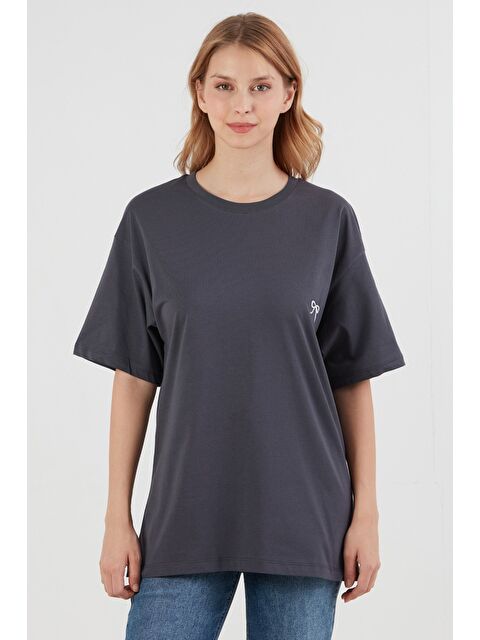 Fullamoda Kurdele Nakışlı Oversize Tişört - S000397373-29666