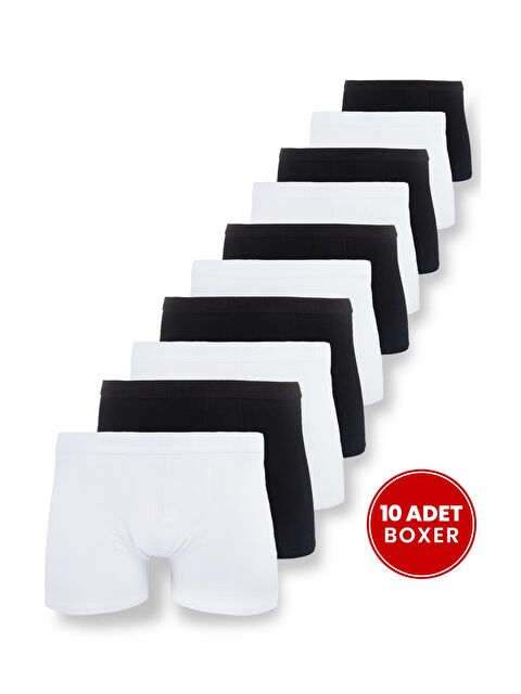 TUDORS Erkek 10'Lu Elastanlı Pamuklu Esnek Kumaş Premium Seri Boxer - S000524531-23173