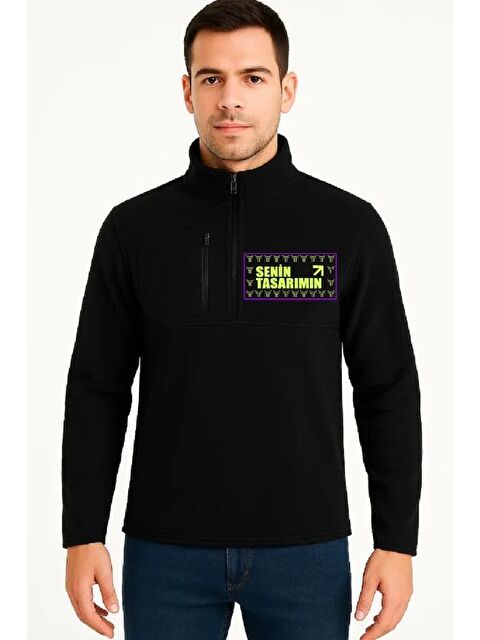 Jane's Ön Polar Kazak Dik Yaka - Siyah