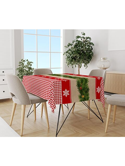 Evmila Yılbaşı Desenli Kadife Doku Masa Örtüsü - S000111291-23173
