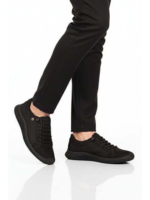 Ayakmod Siyah Nubuk Hakiki Deri Ortopedik Kadın Casual Ayakkabı 5605 Z