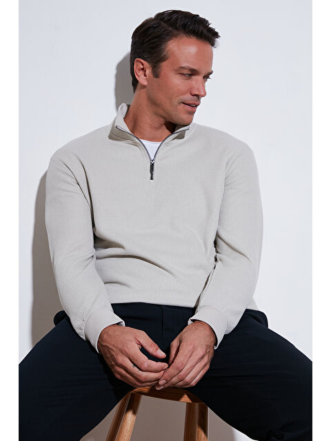 Buratti Pamuklu Regular Fit Yarım Fermuarlı Dik Yaka Erkek Sweat 5905716 - S000286957-25636