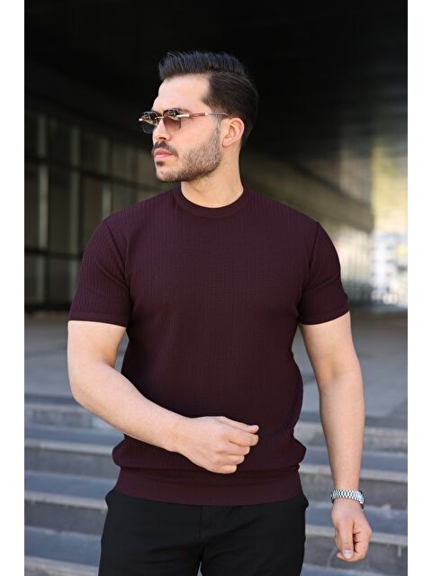 Jane's Erkek Bisiklet Yaka Petek Dokulu Kısa Kollu Triko Tişört