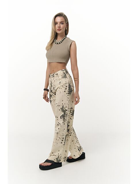 Mai Collection Nellore Desenli Bej Jean Pantolon - S000380245-19928