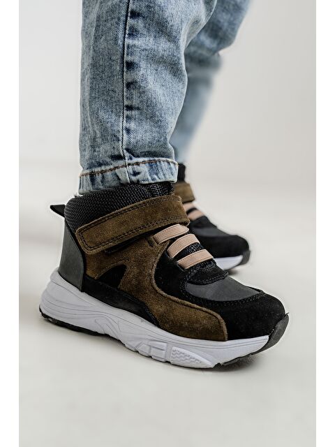 Mnpc Erkek Çocuk Siyah-Haki Hakiki Deri Suya Dayanıklı Anatomik Günlük Bot - S000447513-37432