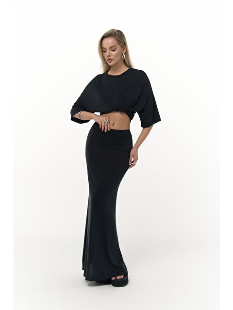 Mai Collection Grazia Siyah T-Shirt Etek Takım - S000380212-19351