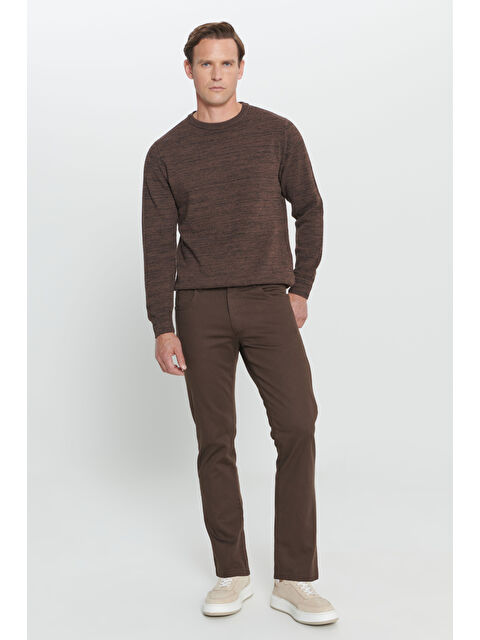 Altınyıldız Classics Erkek Kahverengi Comfort Fit Rahat Kesim 5 Cep Armürlü Pamuklu Pantolon - S000403264-19413