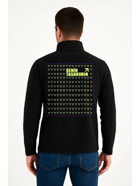 Jane's Ön Arka Polar Kazak Dik Yaka - Siyah