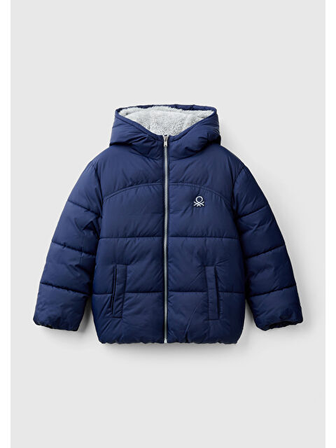 United Colors Of Benetton Erkek Çocuk Lacivert Sol Göğsü Logo Yamalı Önü Cep Detaylı Pufa Mont - S000434954-21164