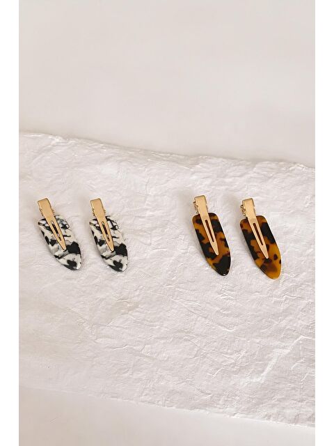 New Obsessions 4'lü İz Yapmayan Klips Toka Seti Kaplumbağa Sırtı Desenli - S000529709-23173