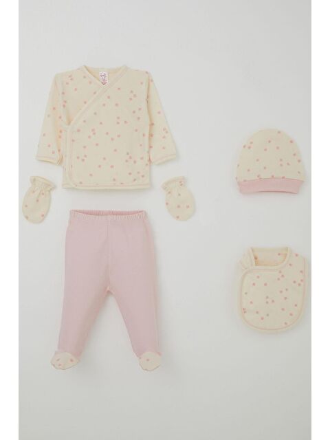 Breeze Kız Bebek Hastane Çıkışı 5 Li Çiçek Desenli Krem (0-3 Ay) - S000507270-19966