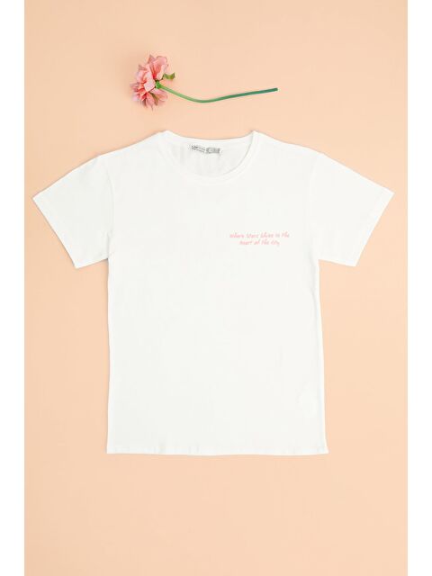 Fullamoda California Baskılı Bisiklet Yaka Kız Çocuk Tişört