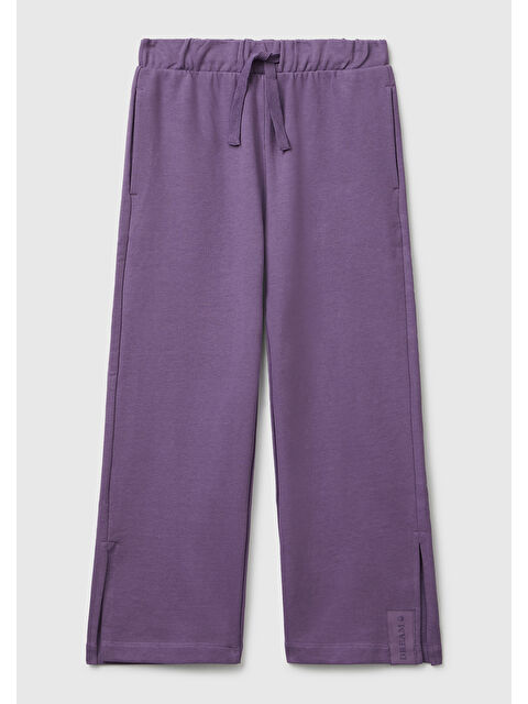 United Colors Of Benetton Kız Çocuk Mor Etiket Detaylı Yırtmaçlı Büzgü İpli Eşofman Altı - S000434977-20042