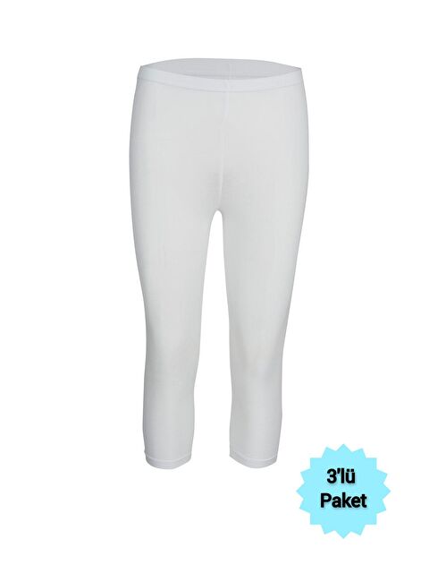 Tutku Elit 3'lü Kadın Beyaz Modal Kapri Elastan Tayt - S000222862-20063