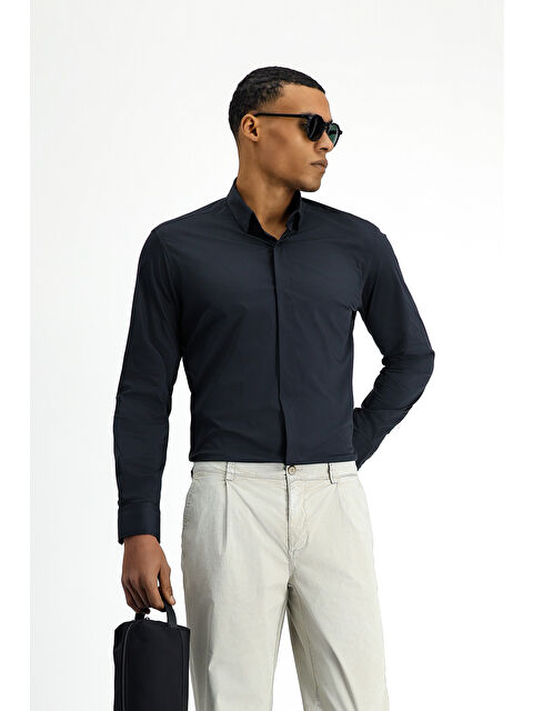 Kiğılı Techno-Line Uzun Kol Slim Fit Dar Kesim Klasik Pamuklu Gömlek