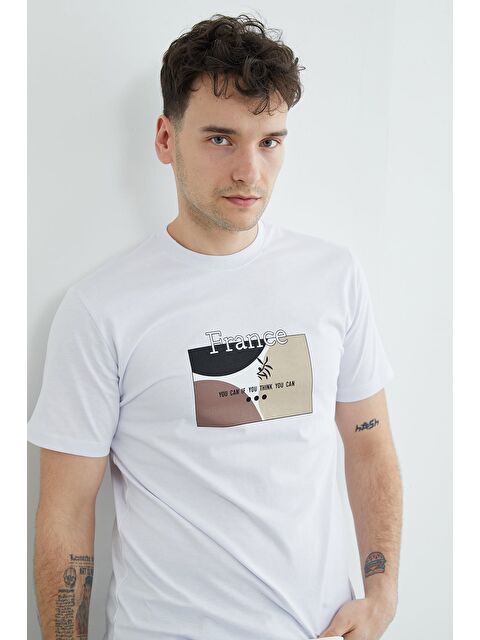 Fullamoda France Yazı Baskılı Tişört - S000522407-20063