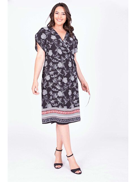 Mylinemoda Kol Detaylı Kruvaze Elbise - S000239423-19351