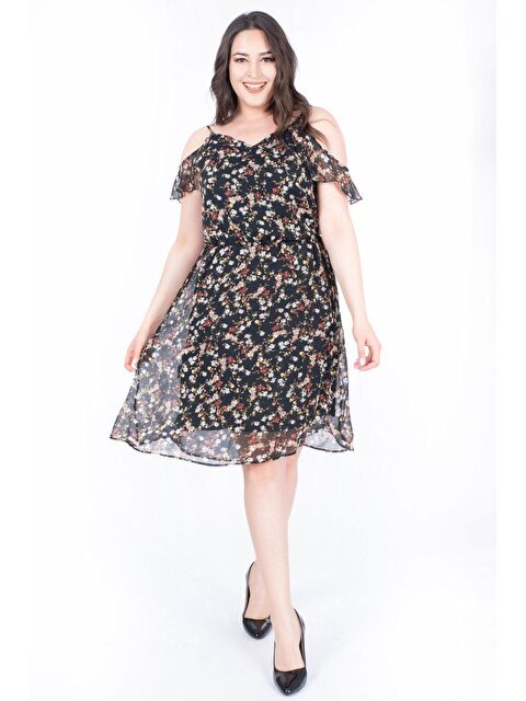 Mylinemoda Düşük Kol Şifon Elbise - S000239348-19351