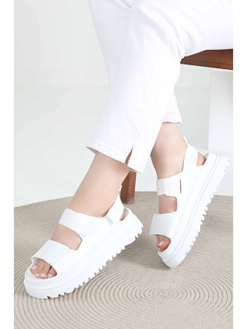Tofisa Kadın Beyaz Cırt Cırtlı Sandalet - 27419 - S000425711-20063