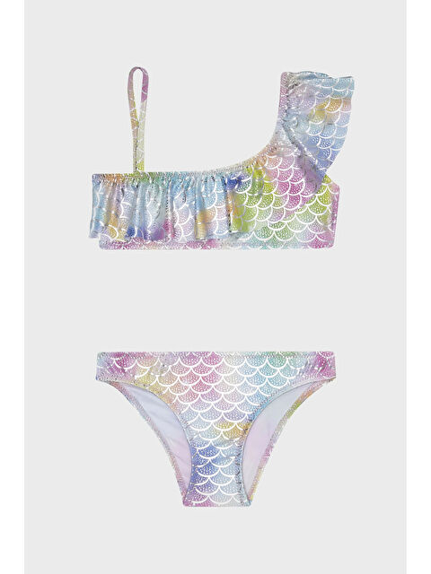 Slipstop Finny Tek Omuz Detaylı Kolay Kuruyan Uv Korumalı Fırfırlı Kız Çocuk Bikini SB2314000617