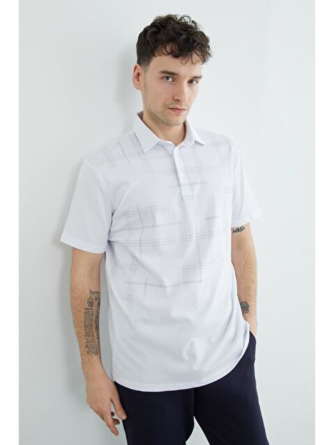 Fullamoda İnce Kareli Polo Yaka Tişört - S000522367-20063
