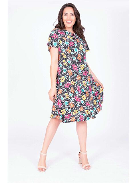 Mylinemoda Pelerin Kol Çiçekli Elbise - S000239368-37444