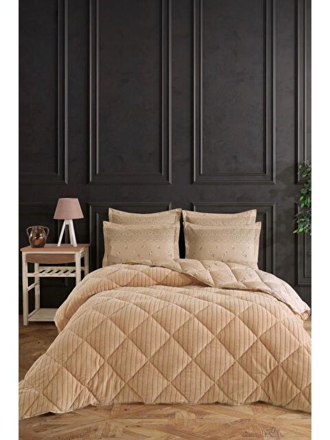 Çeyiz Diyarı Wellsoft Jakarlı Uyku Seti 4 Parça Çift Kişilik Cappucino - S000495639-19413