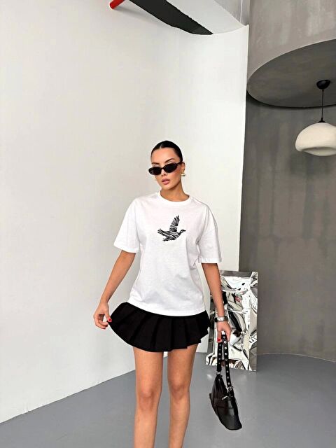 Jane's Kısa Kol Baskılı T-shirt - Beyaz