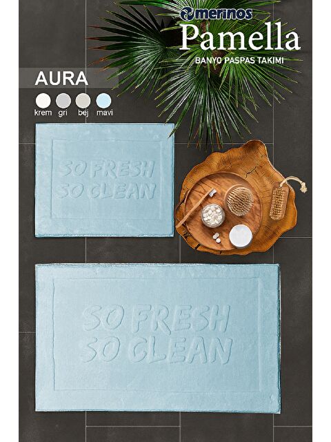 Merinos Pamella 2 Li Banyo Paspas Takımı Aura Mavi MAVI - S000503588-17437