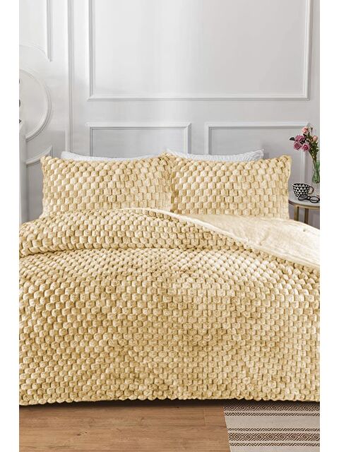 Çeyiz Diyarı Winter Tale Tavşan Tüyü Çift Kişilik Yorgan Seti 220x240 Cm Hardal - S000495649-20074