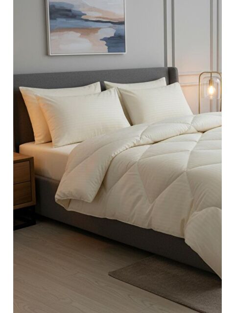 Çeyiz Diyarı Satin Pollysaten Comforter Çift Kişilik Yorgan Seti Krem - S000495652-19966