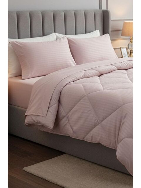 Çeyiz Diyarı Satin Pollysaten Comforter Çift Kişilik Yorgan Seti Pudra - S000495654-7152