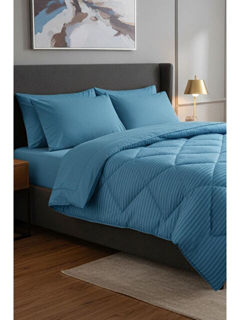 Çeyiz Diyarı Satin Pollysaten Comforter Çift Kişilik Yorgan Seti Turkuaz - S000495655-20055