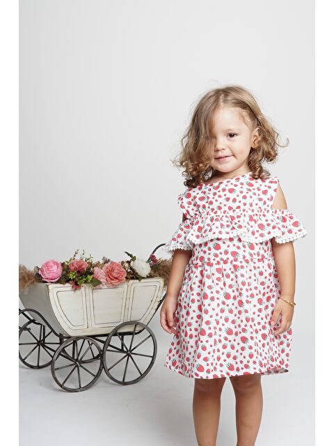 Mnk Baby & Kids Meyve Baskılı Pamuklu Terikoton Kol Fisto Detay Kız Çocuk Yazlık Elbise MNK0406 - S000491690-20045