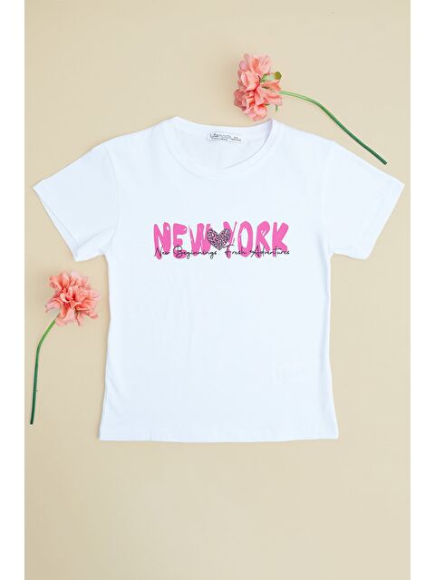 Fullamoda New York Baskılı Kız Çocuk Tişört
