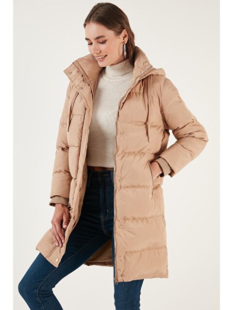 Lela Cepli Kapüşonlu Kışlık Uzun Şişme Mont 55650542 - S000020278-26429