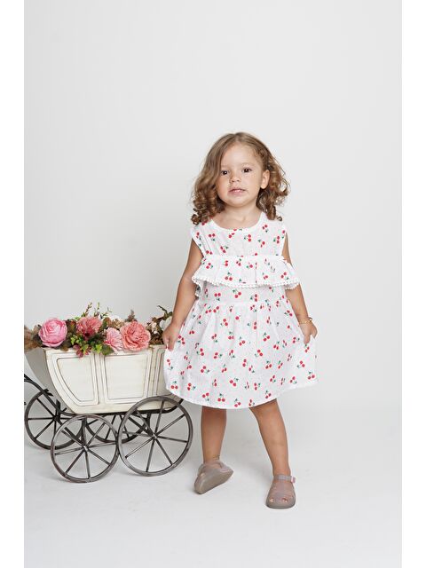 Mnk Baby & Kids Meyve Baskılı Pamuklu Terikoton Kol Fisto Detay Kız Çocuk Yazlık Elbise MNK0406 - S000491690-20063