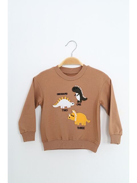 Toontoykids Erkek Çocuk Relax Fit Bisiklet Yaka Hafif Düşük Omuz Nakışlı Sweatshirt - S000491692-19413
