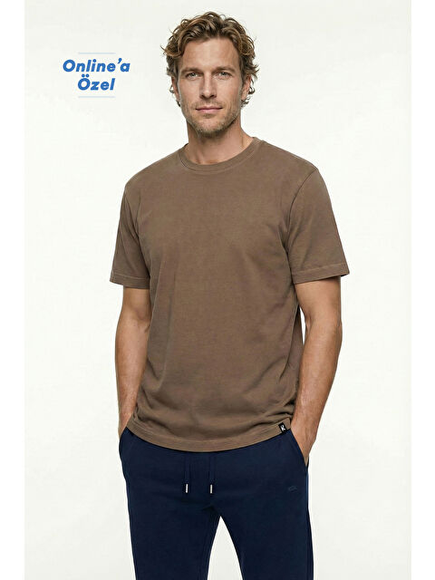 Kiğılı Bisiklet Yaka Regular Fit Nefes Alabilen Pamuk Tişört