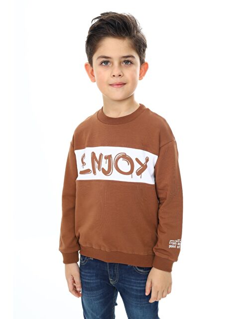 Toontoykids Erkek Çocuk Relax Fit Bisiklet Yaka Düşük Omuz Baskılı Sweatshirt - S000491694-19413