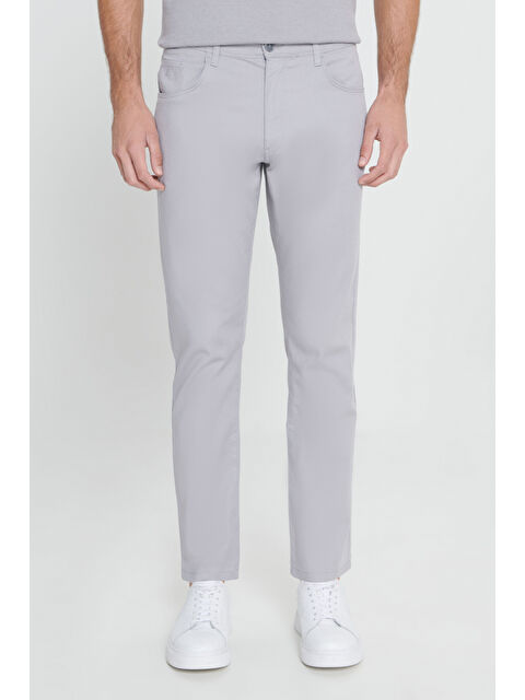 Altınyıldız Classics Erkek Gri Comfort Fit Rahat Kesim Pamuklu Armürlü 5 Cep Greensboro Pantolon