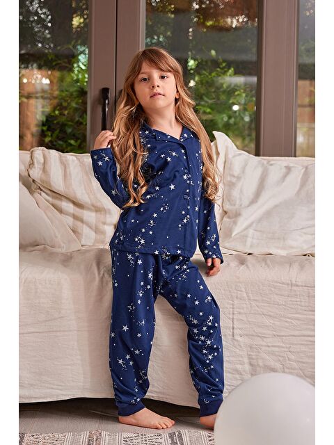 ZEYLAND Kız Çocuk Gömlek Yaka Düğmeli Pijama Takımı - S000315167-21164
