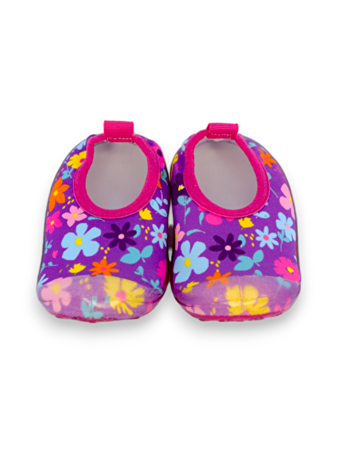 First Step Mor Çiçekli Kız Çocuk Kaydırmaz Taban Deniz Ayakkabısı-F-7014 - S000176758-20042