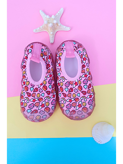 First Step Sticker Desenli Pembe Kız Çocuk Kaydırmaz Taban Deniz Ayakkabısı-F-7011 - S000176767-23173